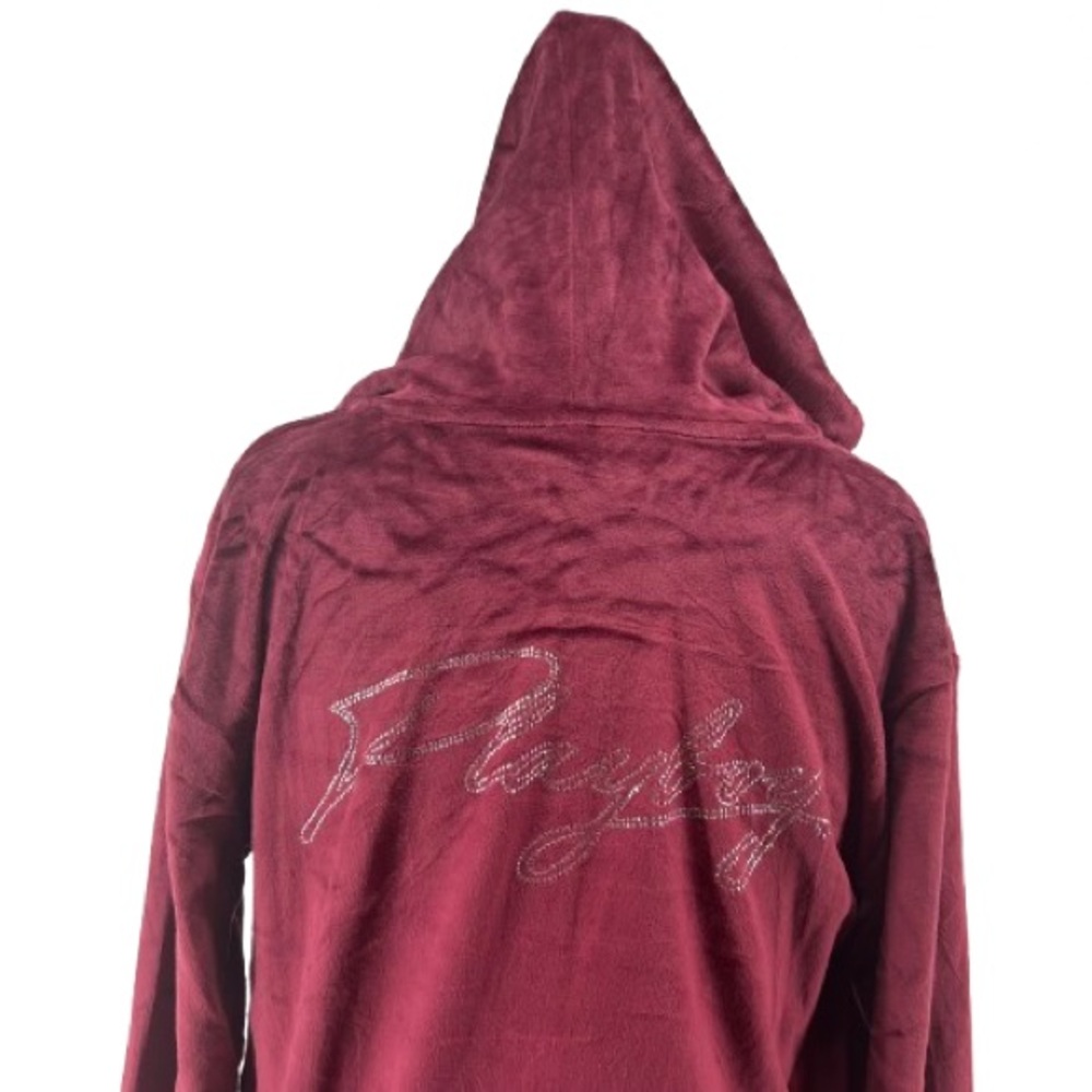 NWT Playboy The Icon Velour Logo Hoodie Burgundy Size XS - Picture 11 of 14